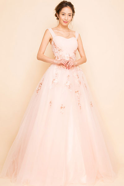 フラワー刺繍プリンセスチュールドレス