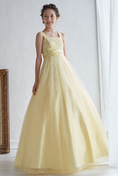 ドットチュールイエローファンシージュニアドレス