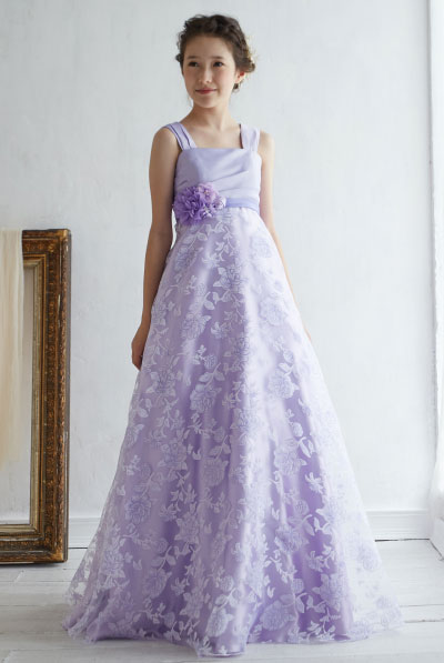 ライラックフラワーオーガンジージュニアドレス