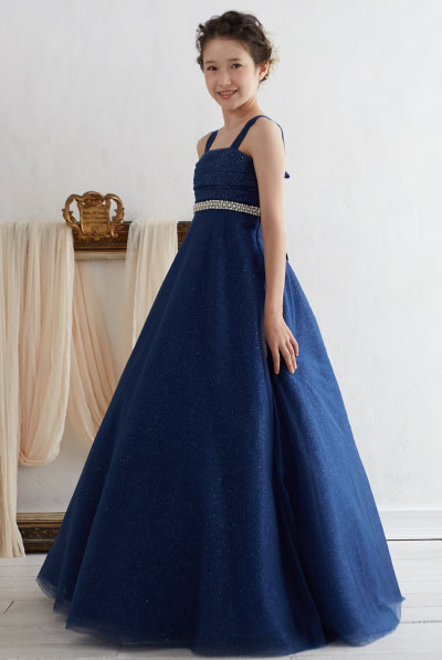 ネイビーグリッタージュニアドレス