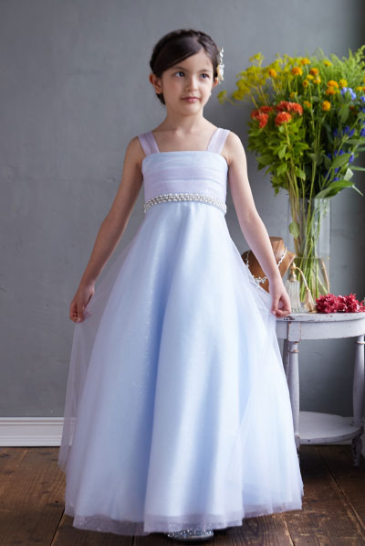 ブルーパープルグリッターキッズドレス