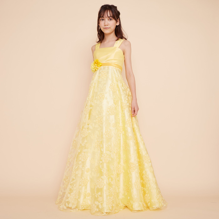 イエローフラワーオーガンジージュニアドレス